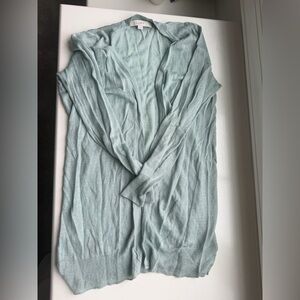 Ann Taylor LOFT Adult/Womens M Cardigan Teal/ Light Green Open Front Lightweight